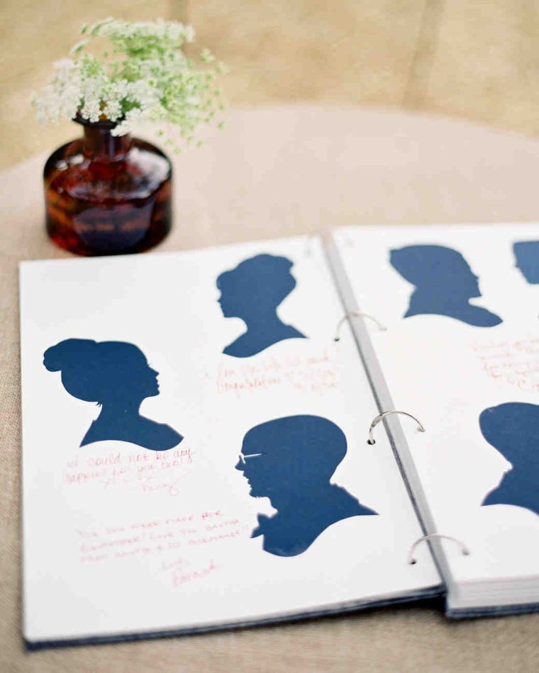 eredeti esküvői vendégkönyv papír-sziluettek-modell