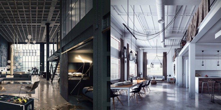ipari tetőtér berendezi a helyet modern design világítás világítás