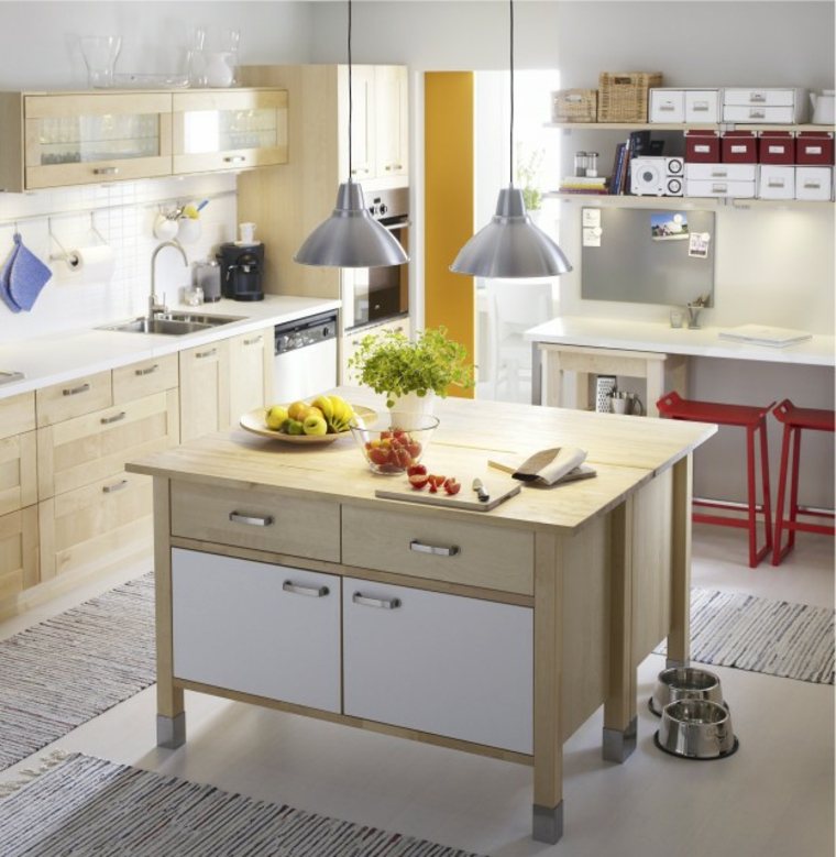 piccola isola di legno cucina moderna ikea idea cucina isola design moderno lampada a sospensione tappetino