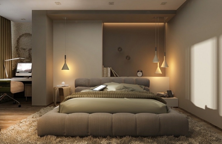 寝室-照明-アイデア-ベッド-シャンデリア
