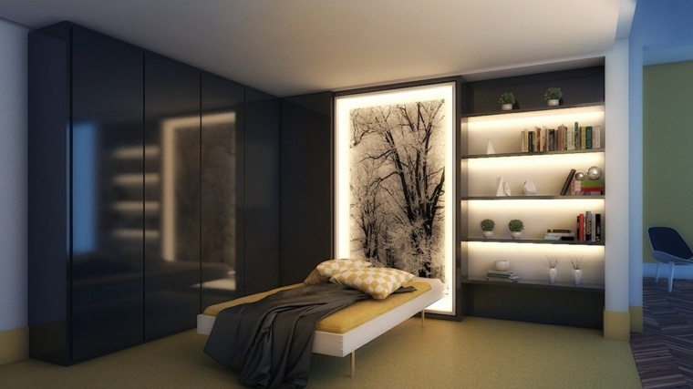 寝室の照明のアイデア壁のライトシェルフ