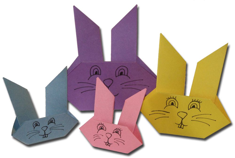 origami popieriniai zuikiai Velykų sekmadienį