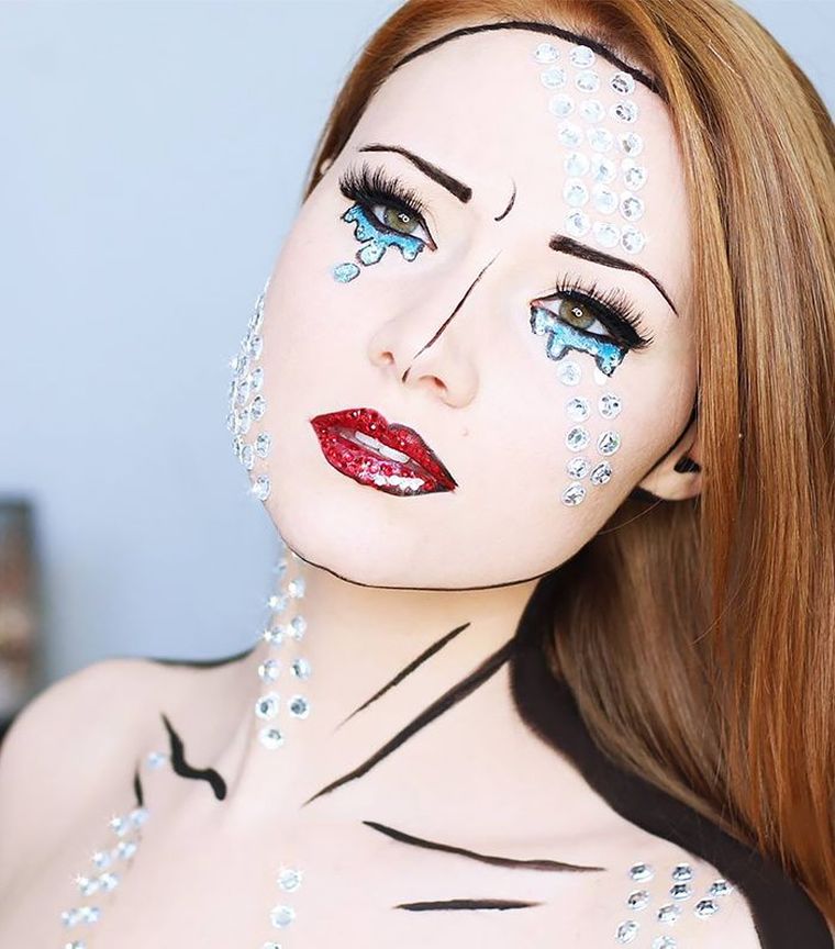 šminka-halloween-girl-pop-art-strip-strip-model
