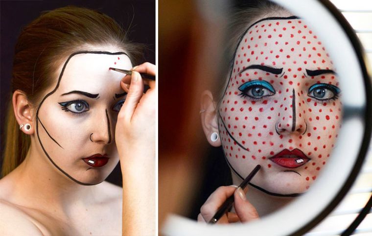makeup-idea-woman-halloween-comic-pop-art
