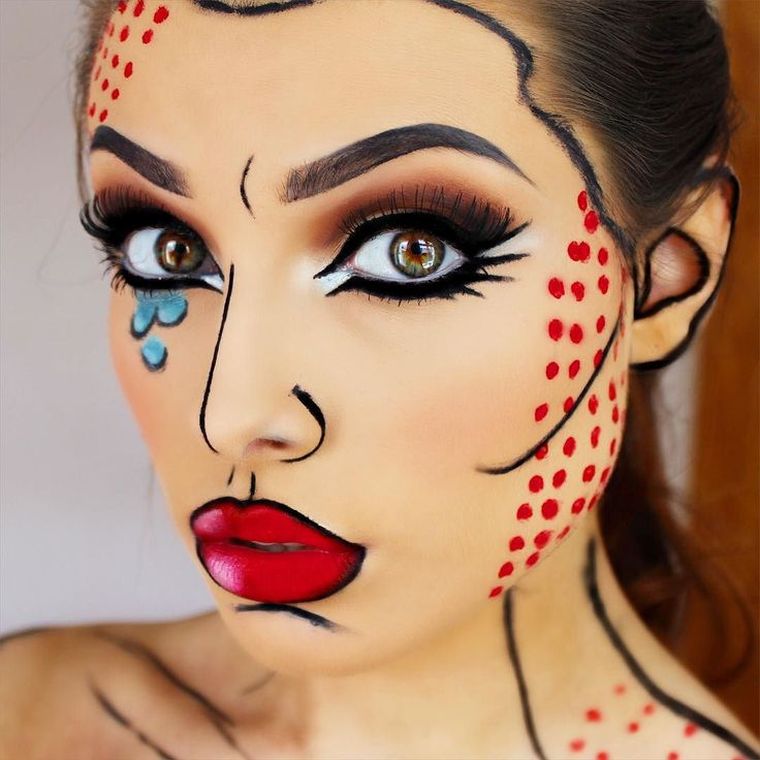 makeup-donna-halloween-easy-pop-art-model