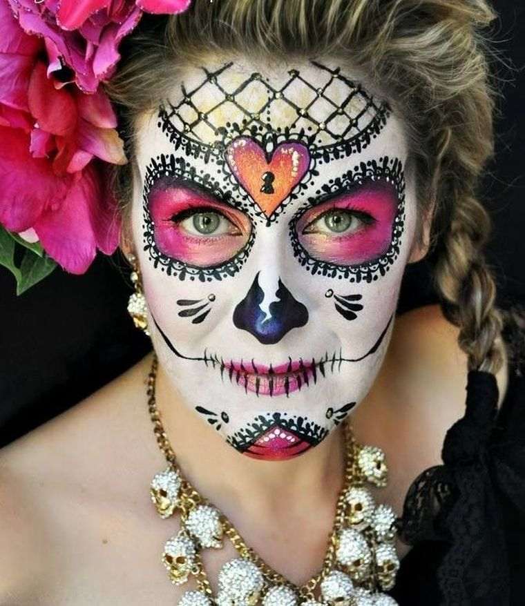 Trucco di Halloween per donne modello semplice teschio-semplice