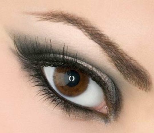 pilkų atspalvių rudų akių makiažas