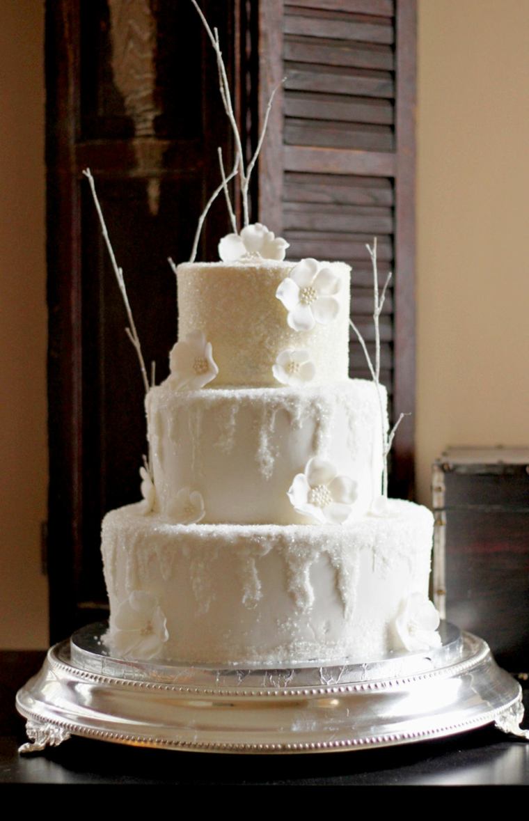 Idee per decorare la torta nuziale invernale