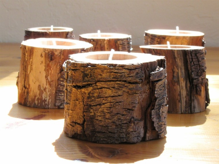 originalios natūralaus medžio dizaino idėjos žvakės