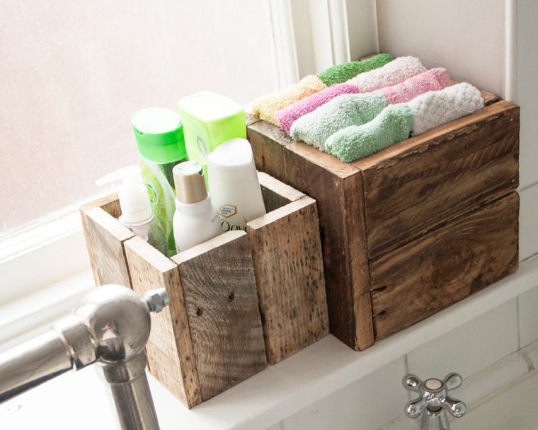 fa raklap dekorációs dobozok kosarak tárolása olcsó fürdőszobai kiegészítők
