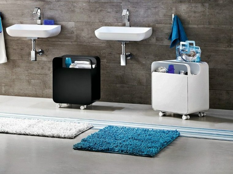 Praktičan ormar za odlaganje, plava podna prostirka, moderna ideja zidnih sudopera