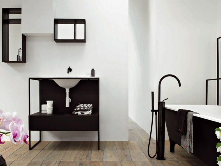 moderan dizajn mali kupaonski namještaj crno -bijela ideja za kadu