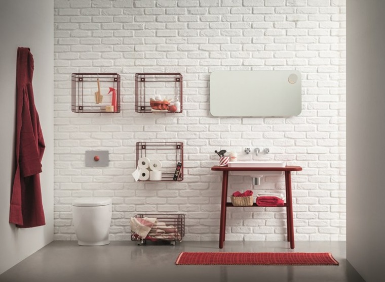 mali zidni ormar za kupaonicu ideje bijelo zidno ogledalo od opeke