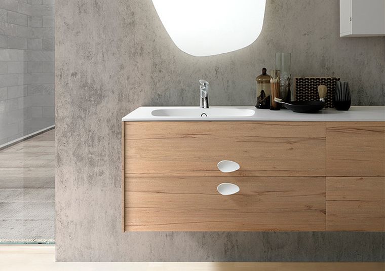 Syspendu mobile bagno in legno-cassettiera-azzura