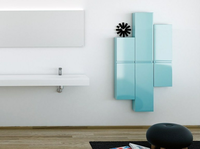 idea di design per parete a specchio per armadietto da bagno sospeso
