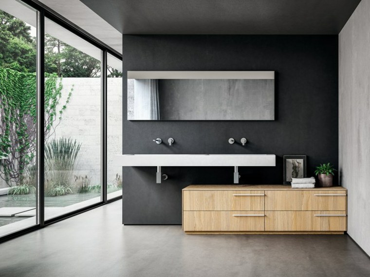 mobili da bagno in teak design moderno spazio finestra idee