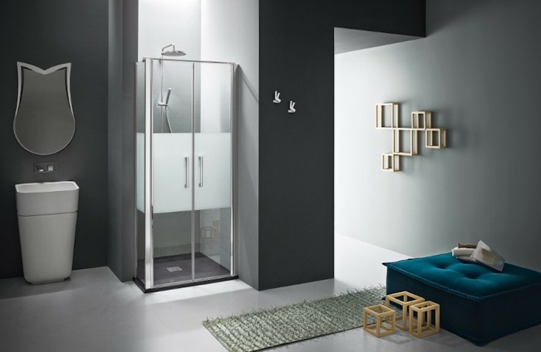 idee di design del mobiletto del bagno per una cabina doccia