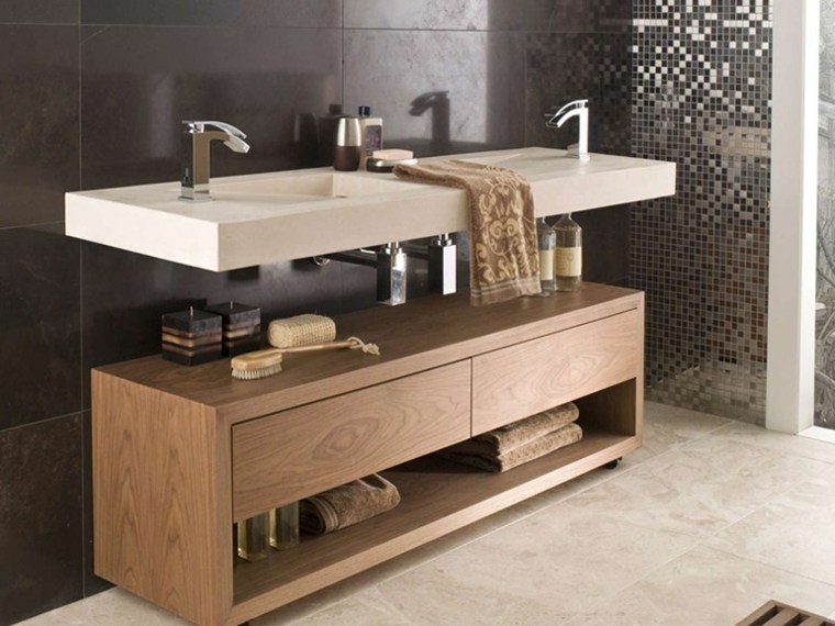 木製バスルームキャビネットデザインデザインスペースのアイデア