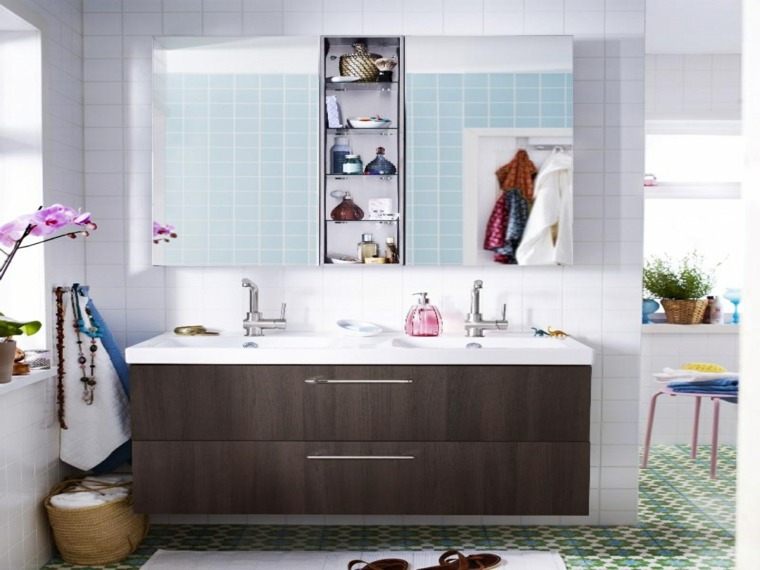 Mobile bagno ikea grande marrone con doppio lavabo