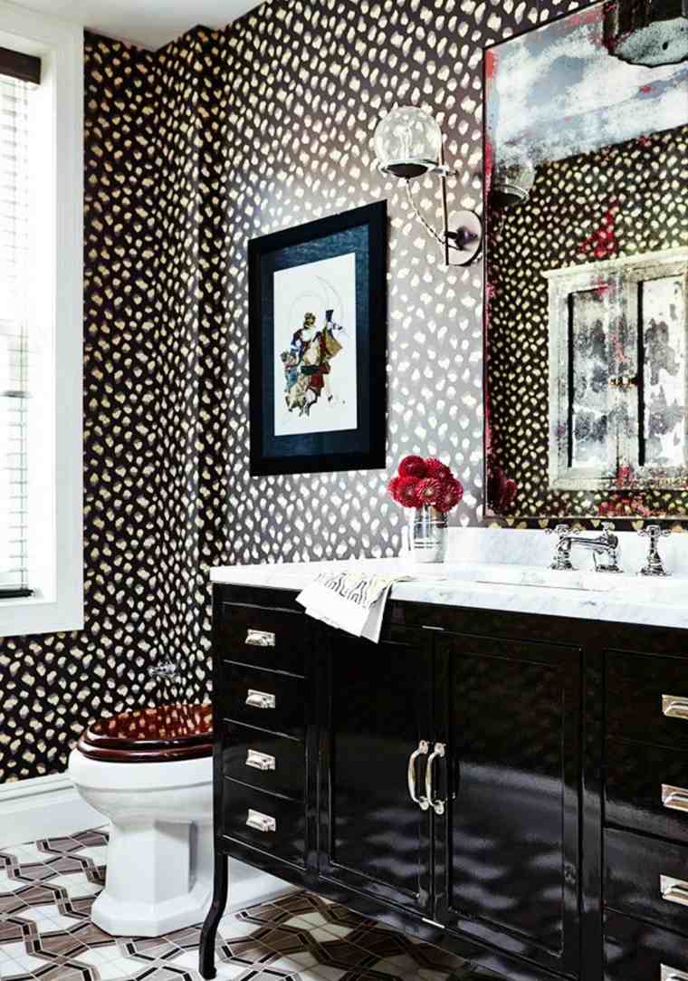 nero unità di vanità bagno deco parete carta da parati design tessere di mosaico