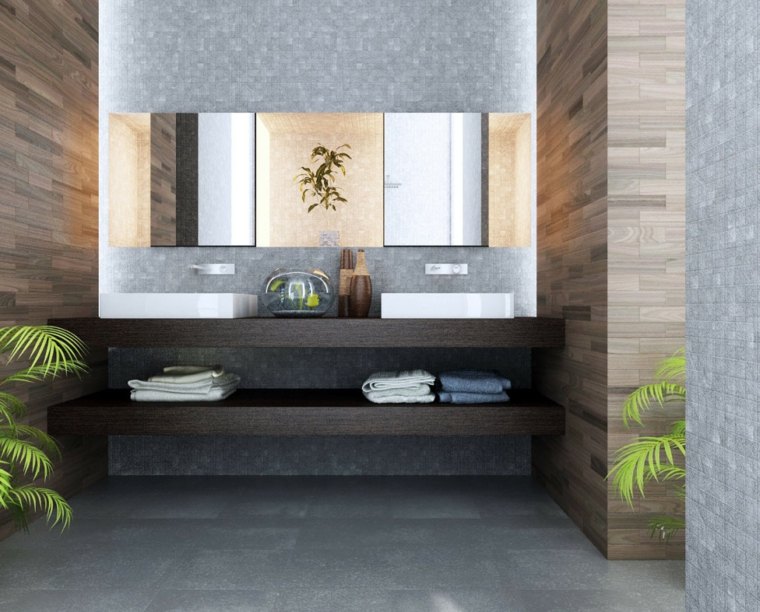 Zen fürdőszoba dekoráció függő bútorok