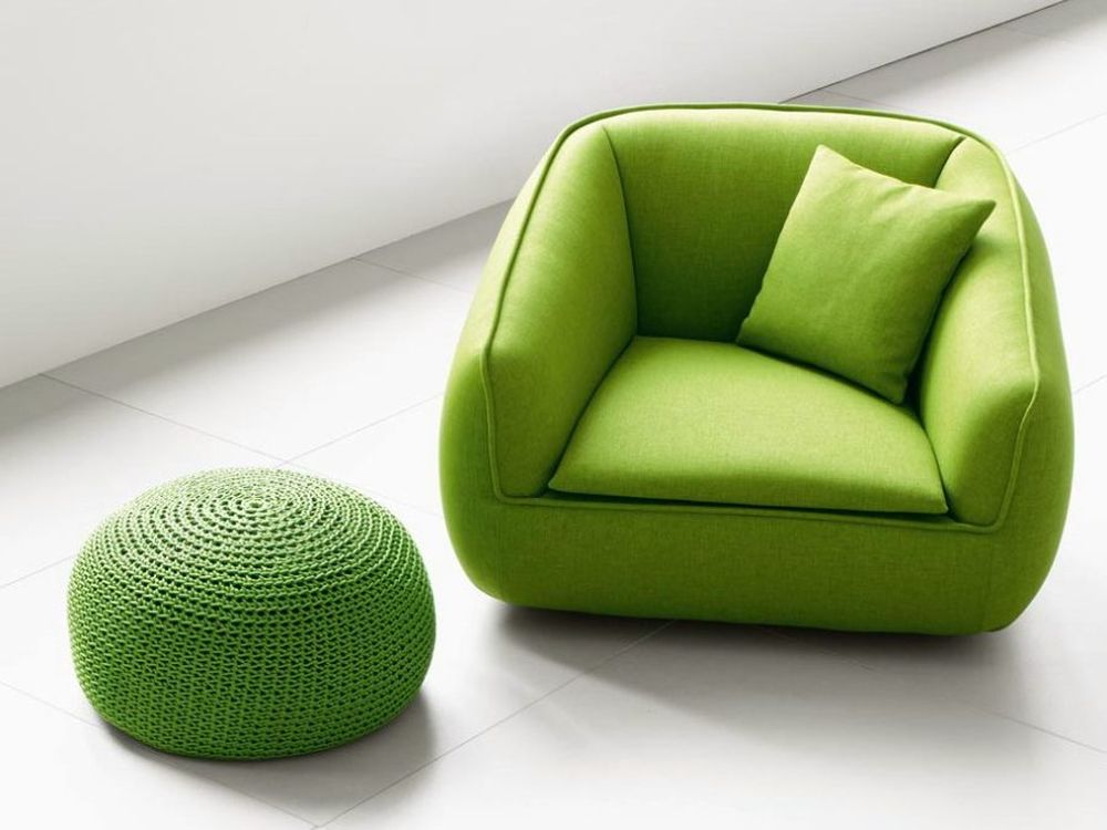 mobile verde due poltrone lana pelle paola lenti