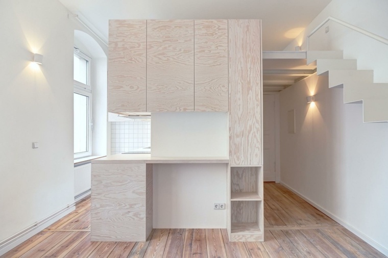 白い壁のアイデア小さなアパート家具スペースモダンなデザイン
