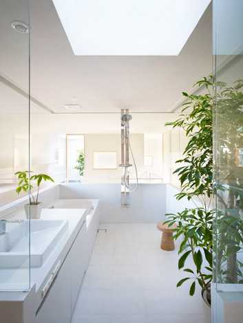 bela kopalnica z zelenjem