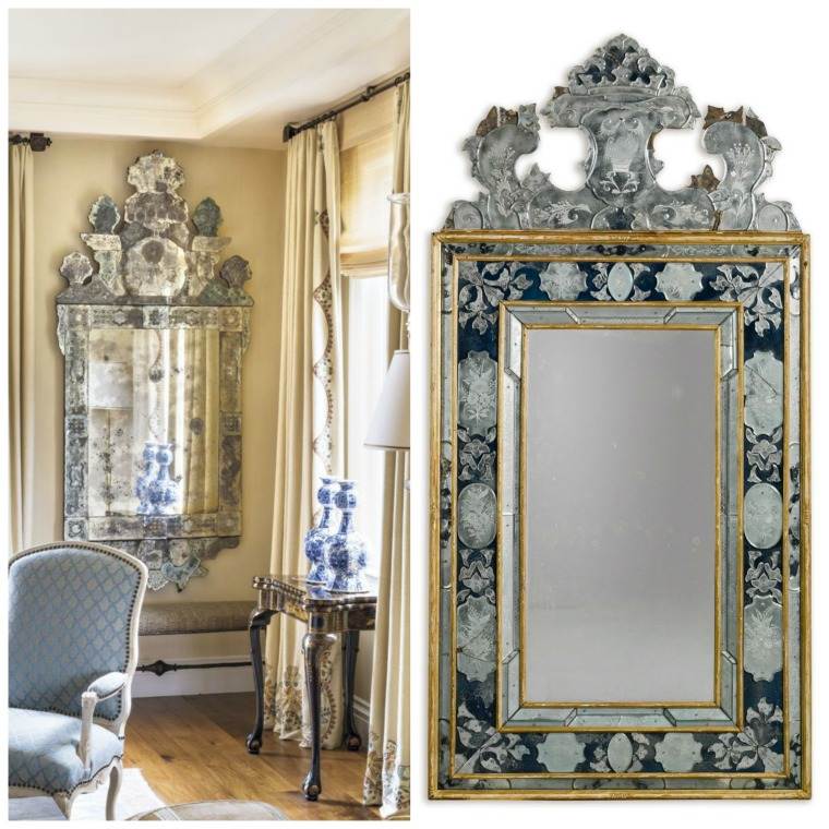 Venecijos veidrodžiai - išskirtinio grožio svetainės mėlyni tonai