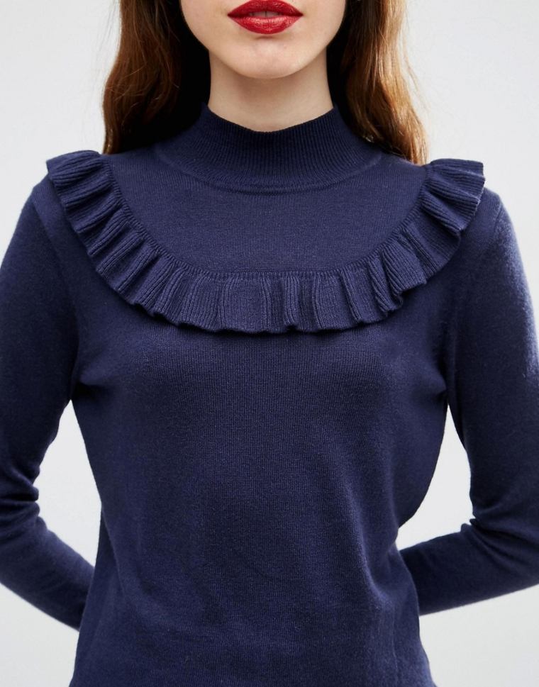 moterų mados mėlynos madingos megztinių tendencijos