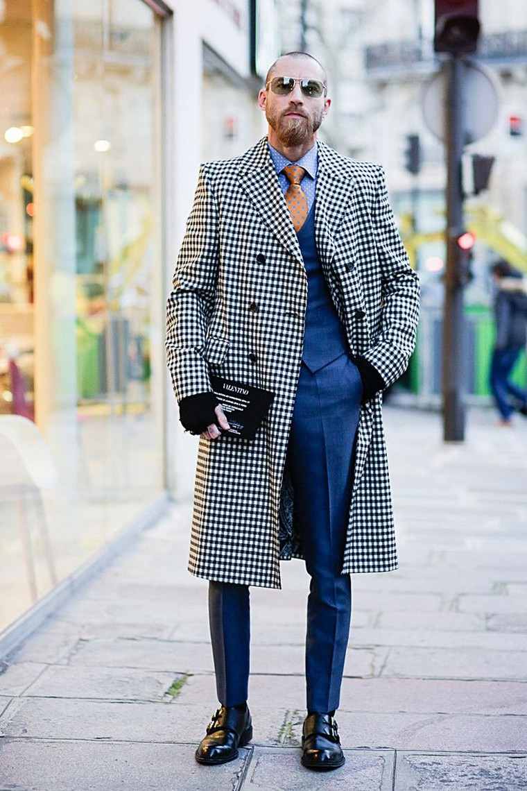 Giacca a scacchi lunga moda uomo autunno 2018