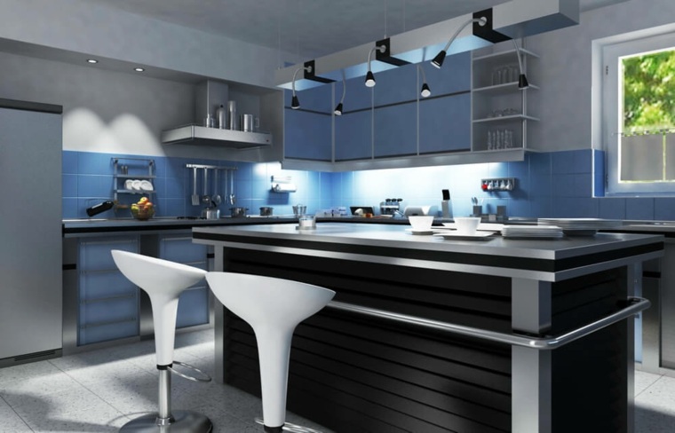 modello di cucina moderna leggera ultra futuristica