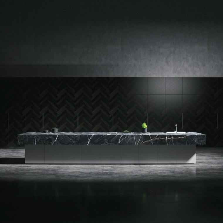 Modern stílusú, fekete márvány konyhai munkalap