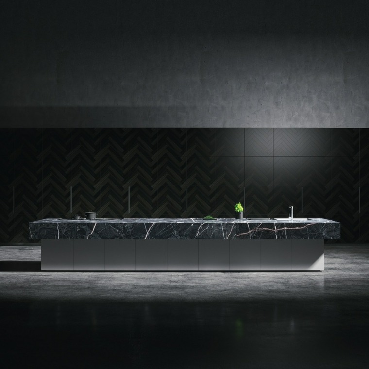 Piano di lavoro della cucina in marmo nero in stile moderno