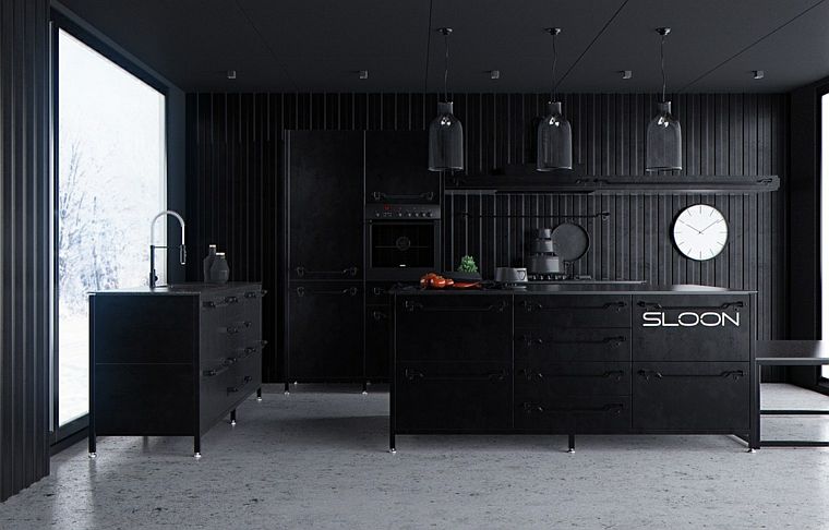 model crne kuhinje industrijski stil moderan otok