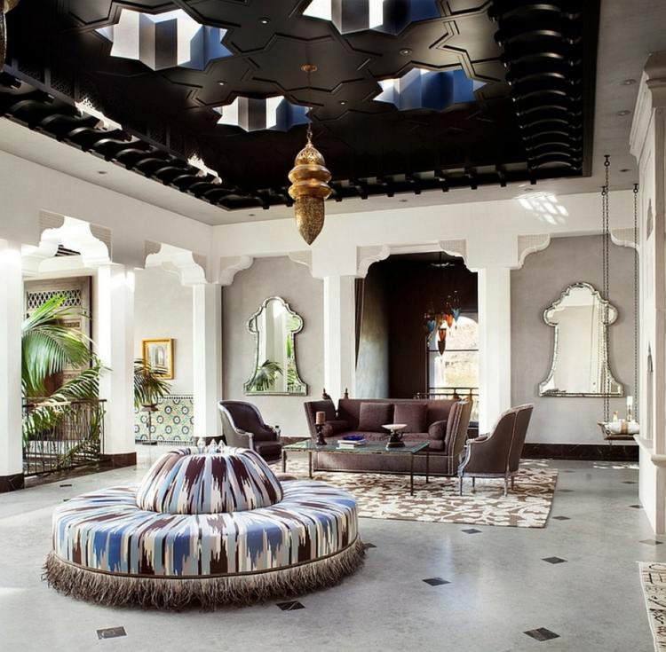 Marokkói nappali modern dizájnnal