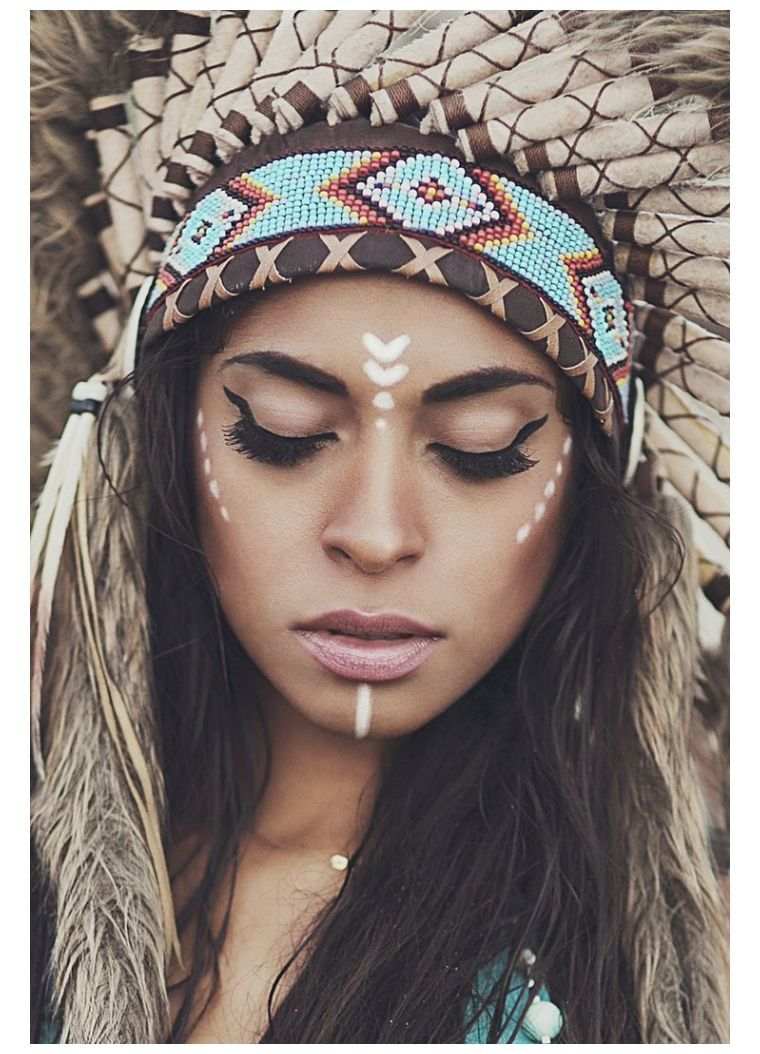 šminka-žena-Halloween-indijska-amerika-ideje