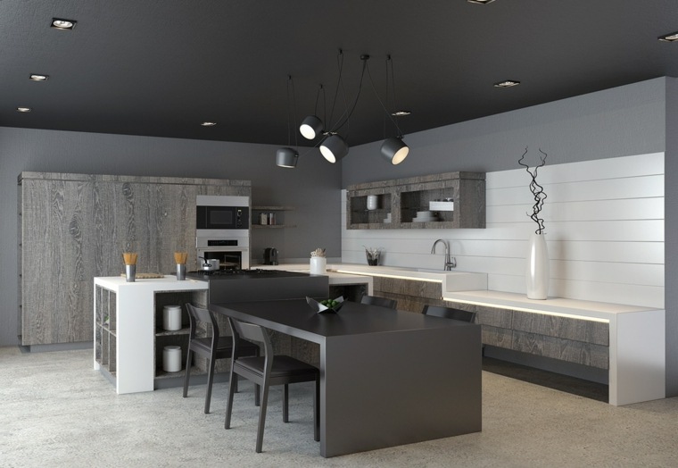Šiuolaikiniai virtuvės modeliai planuoja baldų išdėstymą