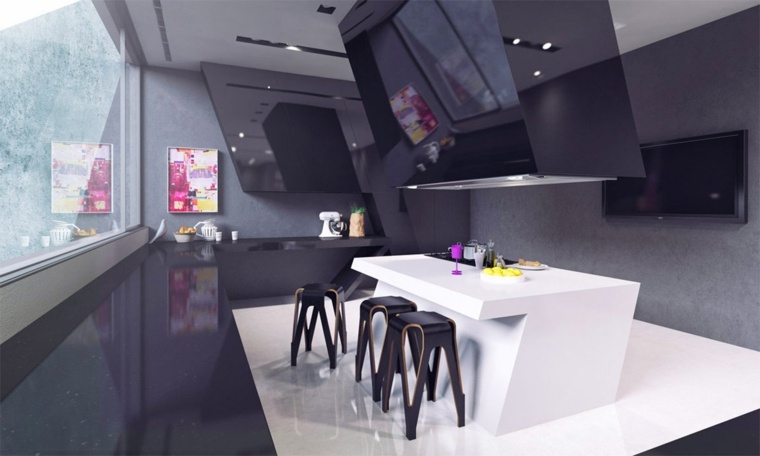 juodos ir baltos virtuvės nuotraukos dizainerių lakuoti baldai