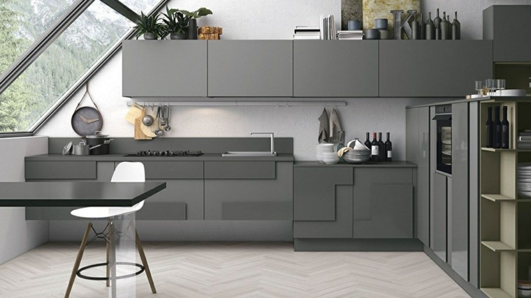 modelli di cucina moderna colore grigio deco geometrico