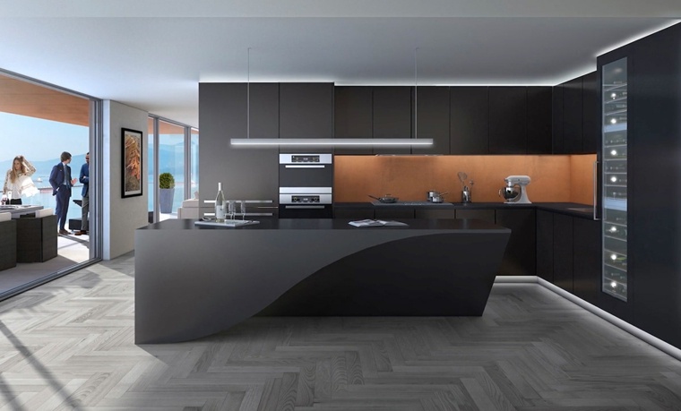 šiuolaikiniai virtuvės modeliai dizaino baldų išdėstymas