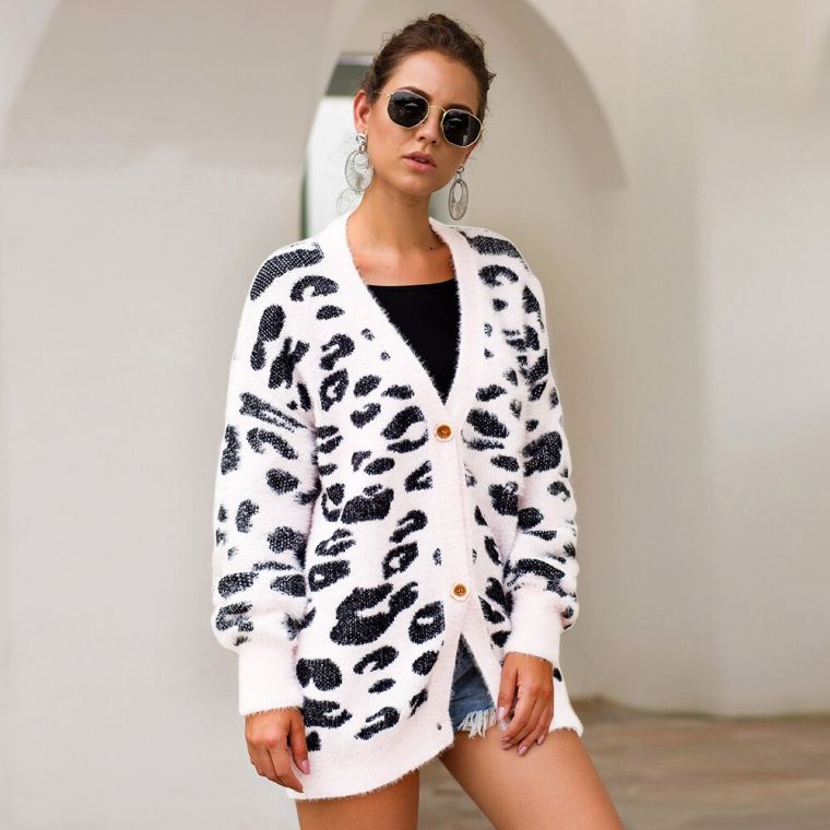 gilet leopardato in bianco