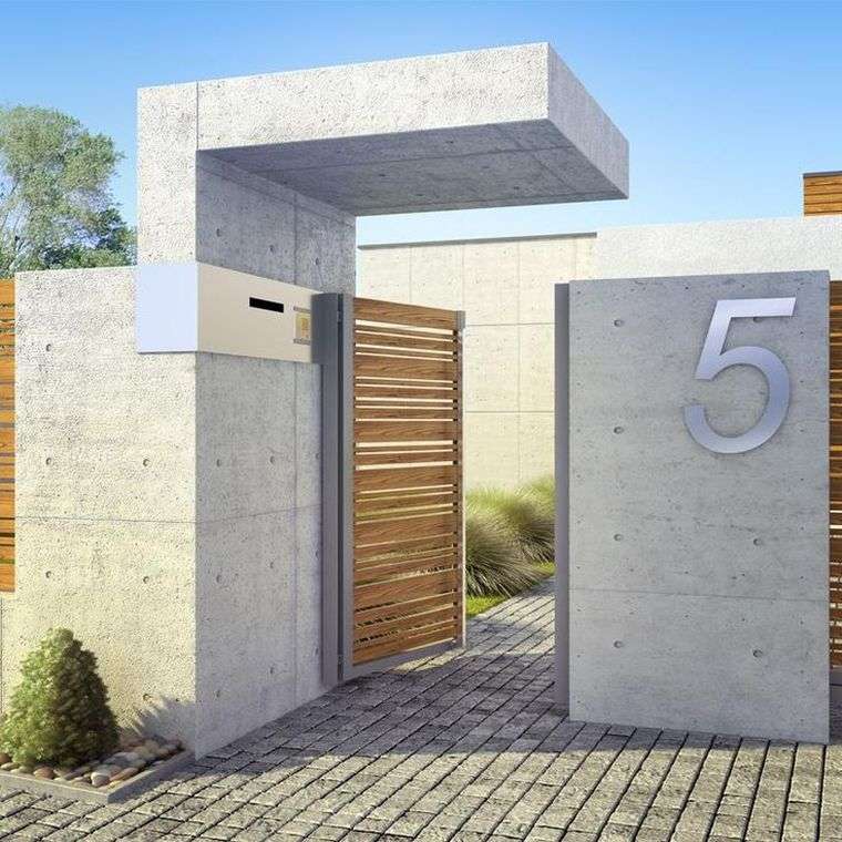 moderna ograda zid-vrt-drvo-beton