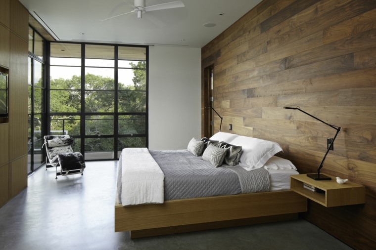 Camera da letto minimalista in legno decorativo da parete