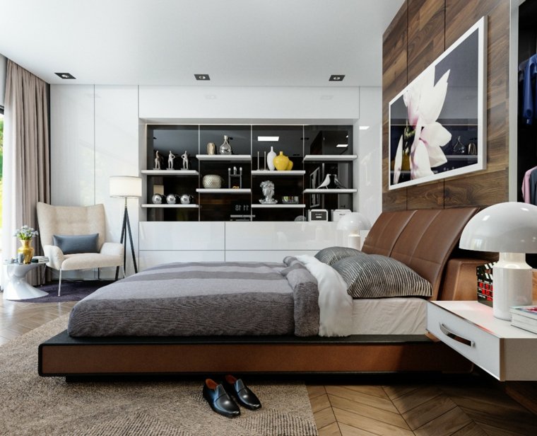 arredamento camera da letto parete in legno