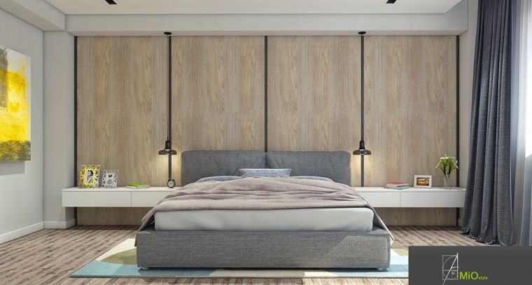 pannelli di parete in legno lampada a sospensione per camera da letto