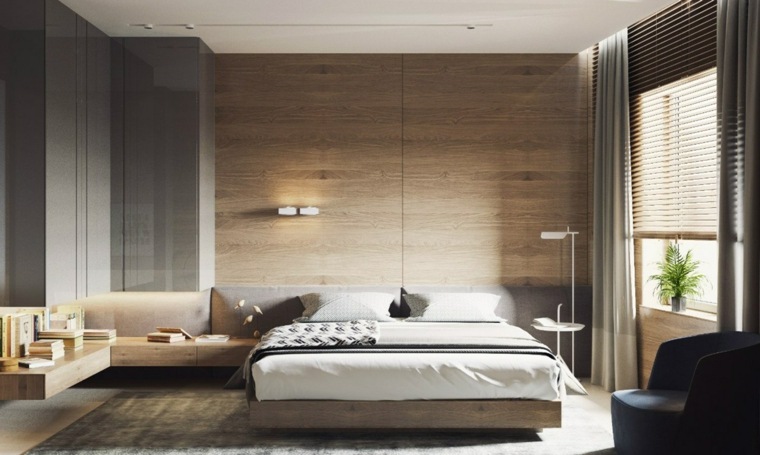 idee parete camera da letto in legno