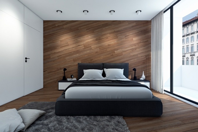 idee per rivestire le pareti della camera da letto in legno