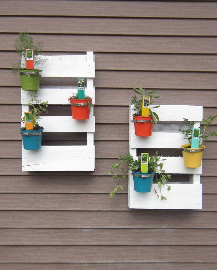 壁-植物-外部-日曜大工-パレット-庭-植物-壁画