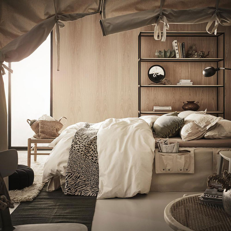 notranjost spalnice v naravnih tonih